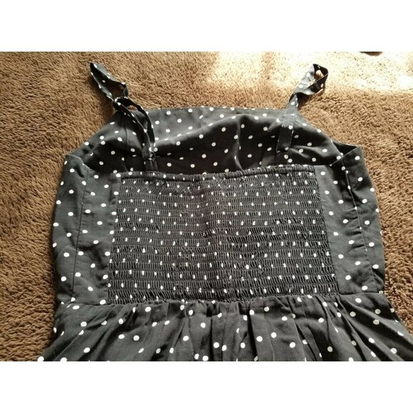 Old Navy Crop Leg Jumpsuit Polka Dot Black White Adjustable Strap Smocked XS - Picture 8 of 11